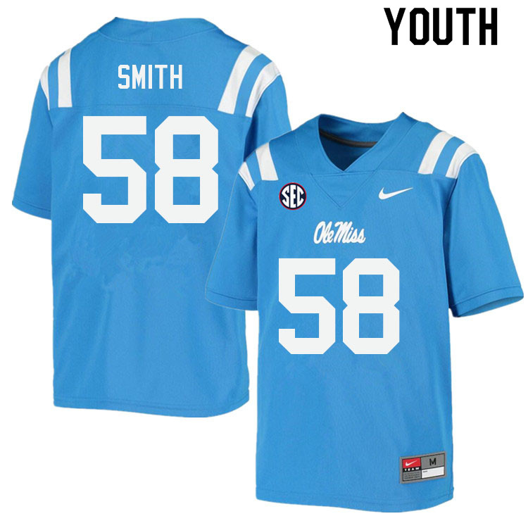 Youth #58 Demarcus Smith Ole Miss Rebels College Football Jerseys Sale-Power Blue - Click Image to Close